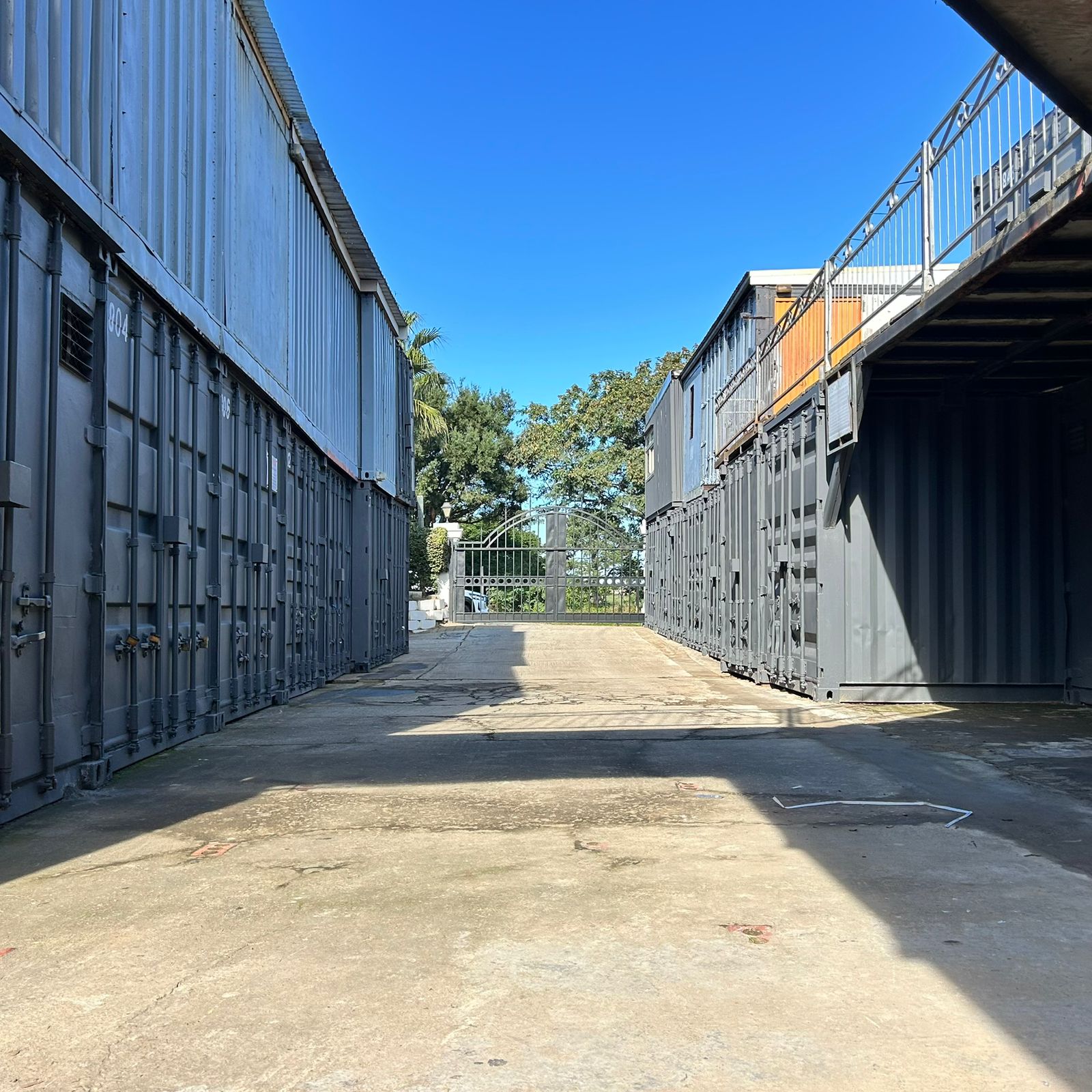 Strode Containers storage yard in Knysna with multiple shipping containers